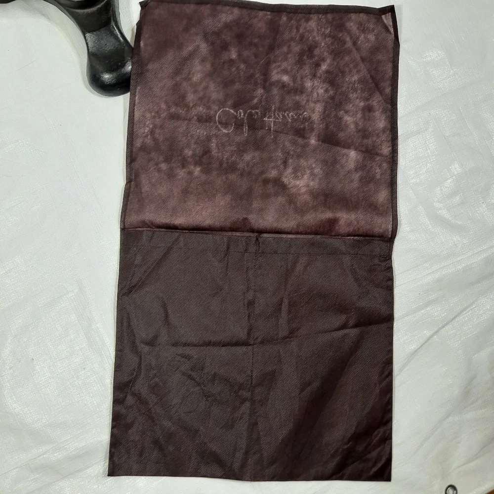 Cole Haan Brown Cream Logo Dust Cover Flap Pouch Bag
